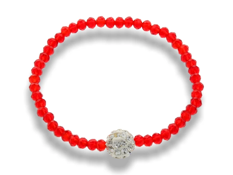BRANSOLETKA kryształki - z kulką Shamballa