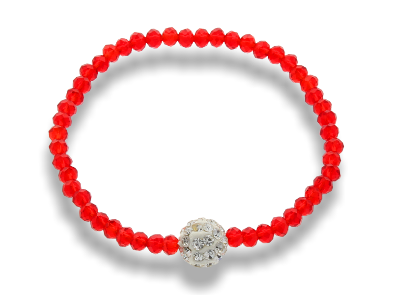 BRANSOLETKA kryształki - z kulką Shamballa