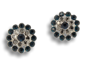 Klipsy do uszu srebrne z granatowymi cyrkoniami