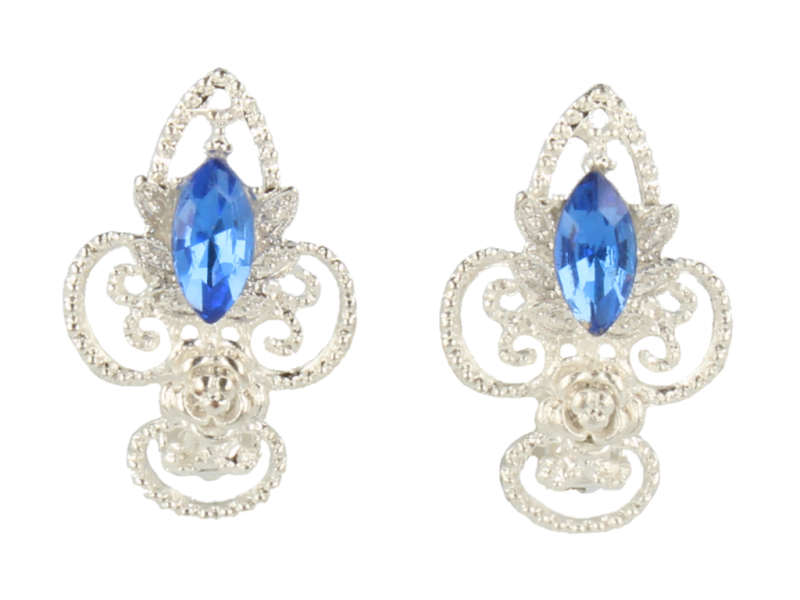 KLIPSY DO USZU SREBRNE Z NIEBIESKIM KRYSZTAŁEM