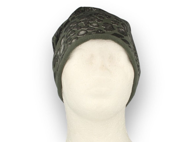 Czapka damska włoska cienka smerfetka bawełna khaki