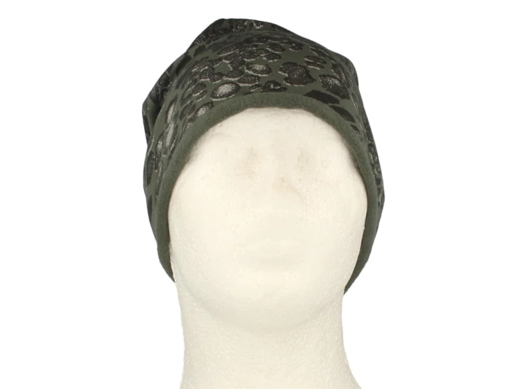 Czapka damska włoska cienka smerfetka bawełna khaki