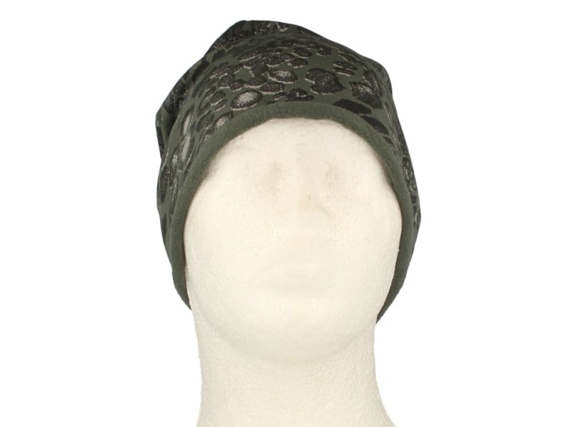 Czapka damska włoska cienka smerfetka bawełna khaki