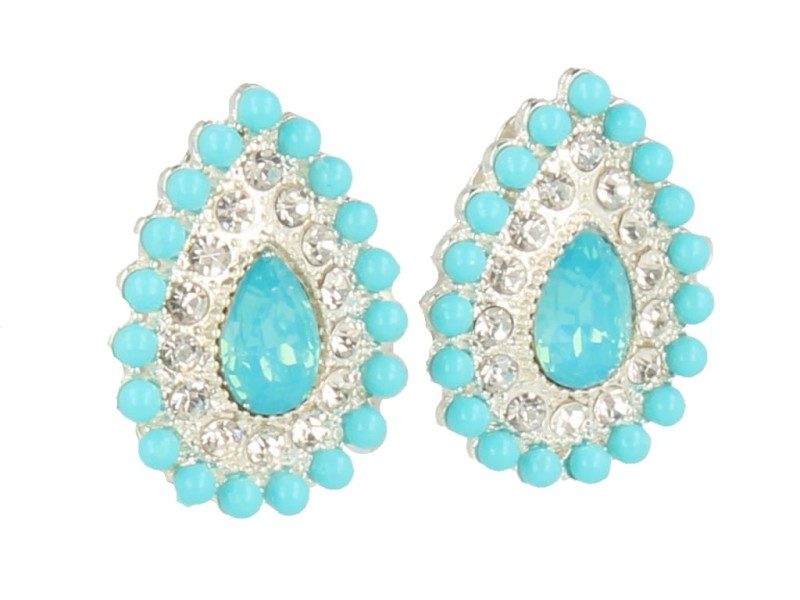 Klipsy do uszu srebrne z kryształkami błękitne