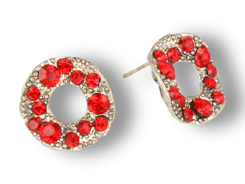 Kolczyki okrągłe - falowane przyozdobione cyrkoniami