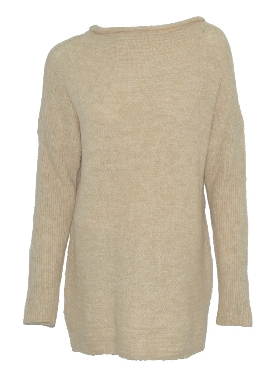 Sweter damski wełna modal bawełna beżowy