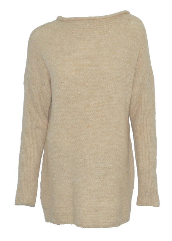 Sweter damski wełna modal bawełna beżowy