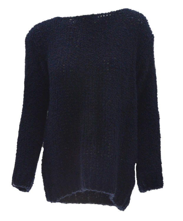 Sweter damski oversize wełna alpaka granatowy