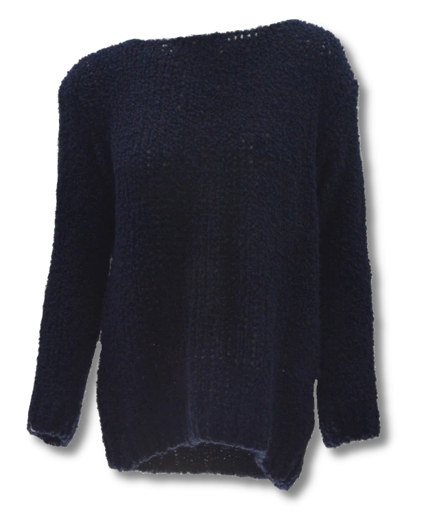 Sweter damski oversize wełna alpaka granatowy