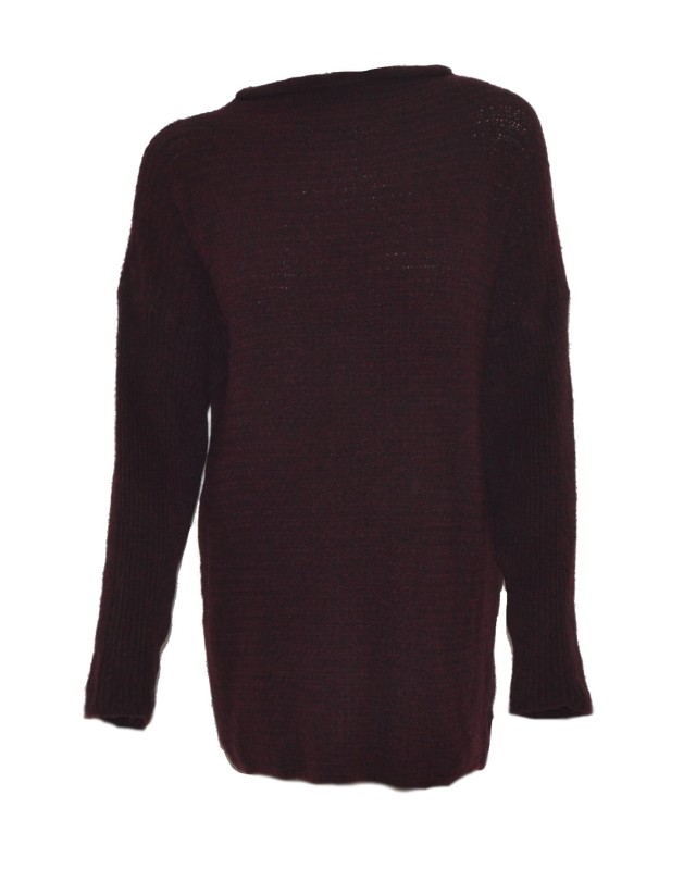 Sweter damski wełna modal bawełna bordowy