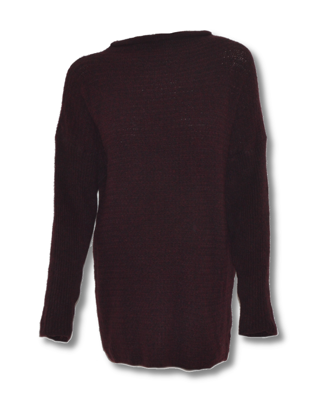 Sweter damski wełna modal bawełna bordowy