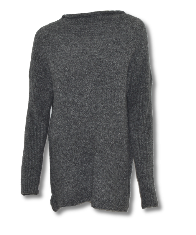 Sweter damski wełna modal bawełna szary