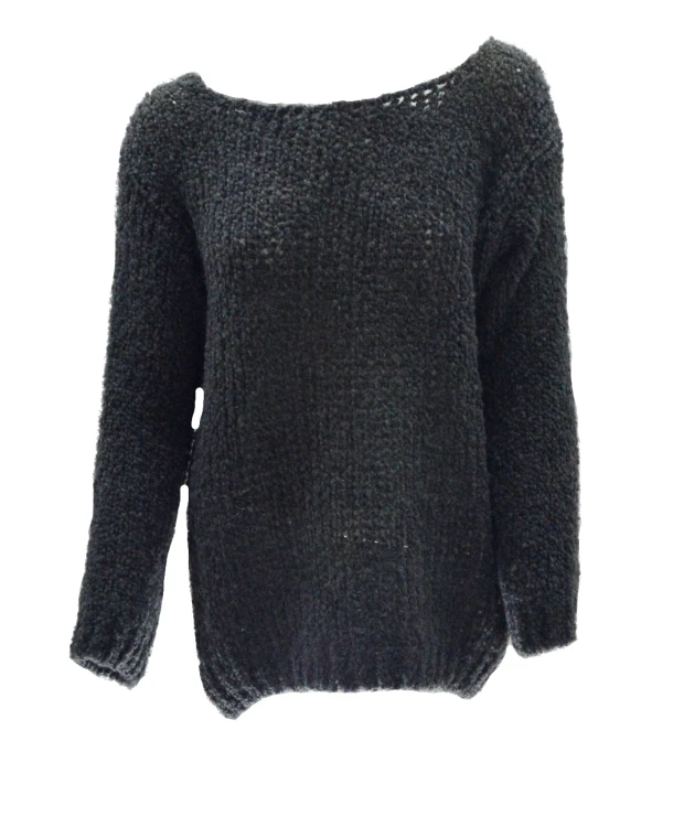 Sweter damski oversize wełna alpaka szary