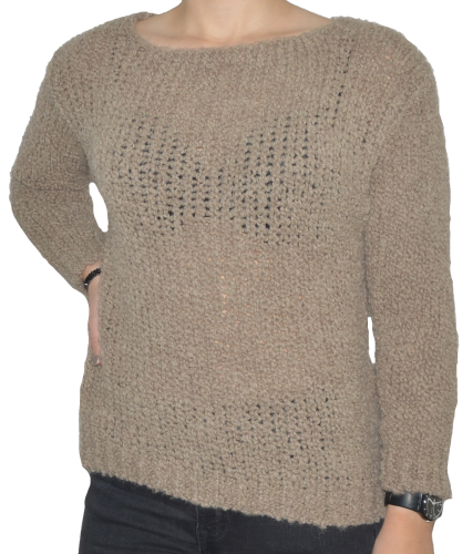 Sweter damski oversize wełna alpaka cappuccino