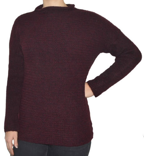 Sweter damski wełna modal bawełna bordowy