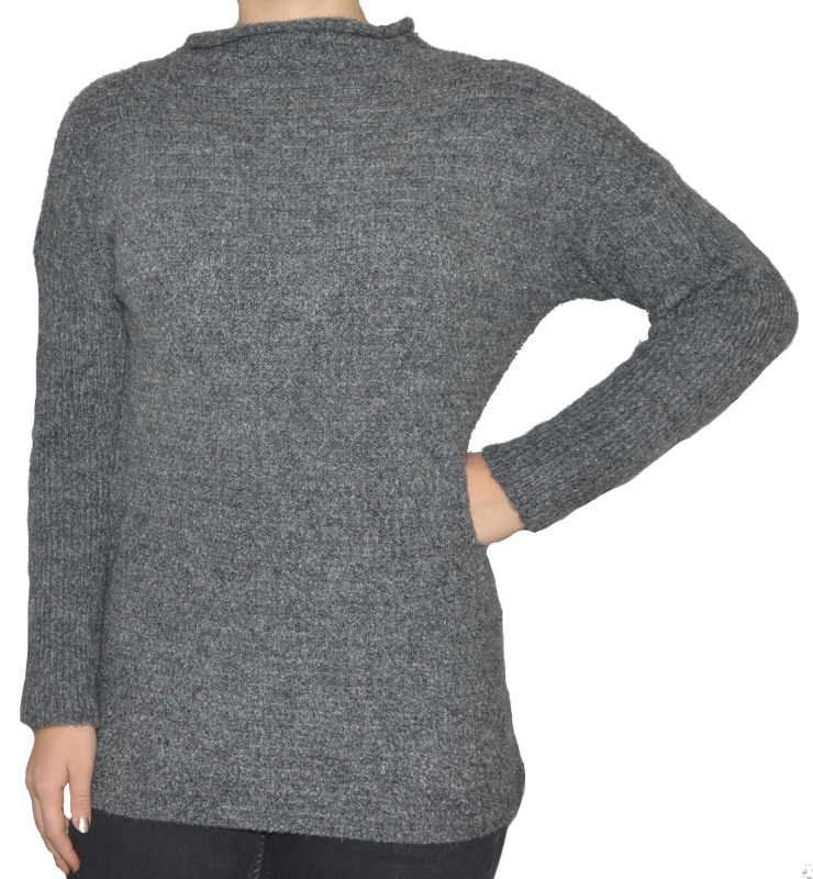 Sweter damski wełna modal bawełna szary