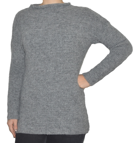 Sweter damski wełna modal bawełna szary