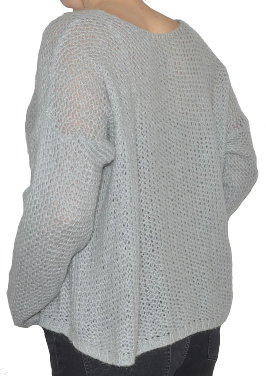 Sweter damski oversize wełna moher szary