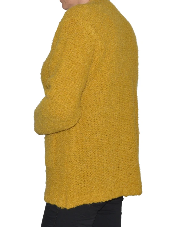 Kardigan sweter damski wełna modal bawełna musztardowy