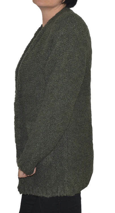 Kardigan sweter damski wełna modal bawełna khaki