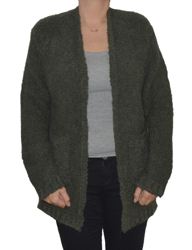 Kardigan sweter damski wełna modal bawełna khaki