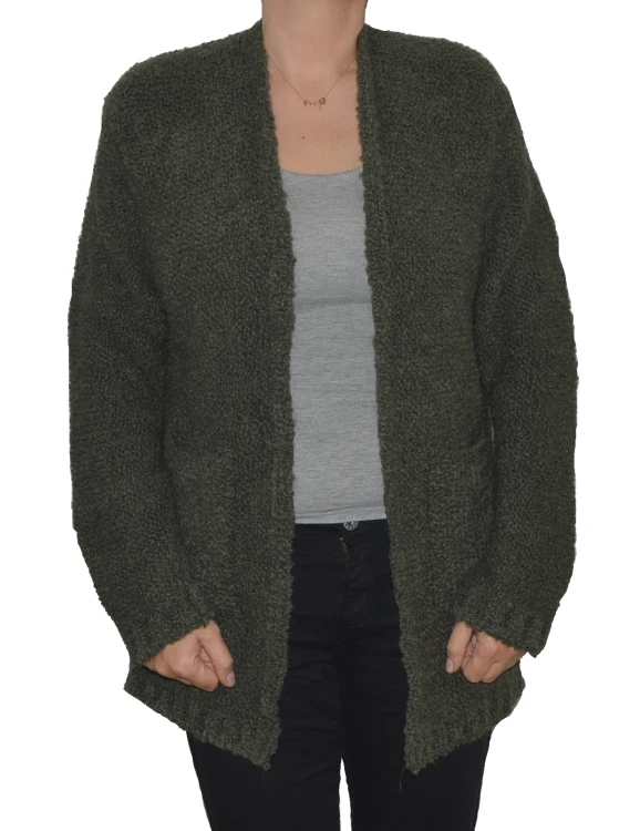 Kardigan sweter damski wełna modal bawełna khaki