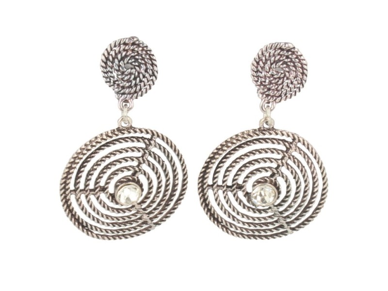 Klipsy do uszu wiszące z kryształkiem srebrne