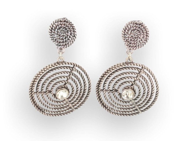 Klipsy do uszu wiszące z kryształkiem srebrne