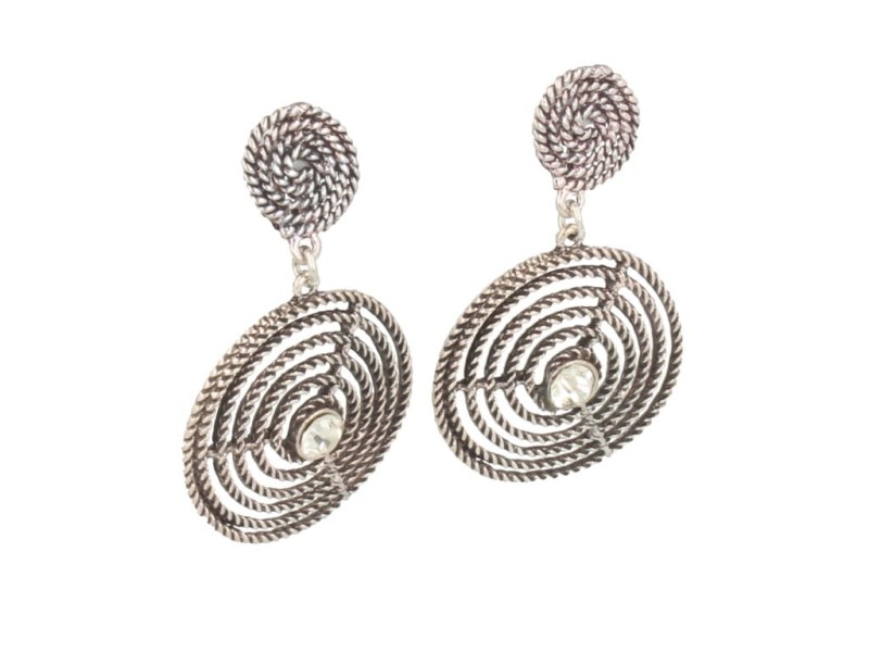 Klipsy do uszu wiszące z kryształkiem srebrne