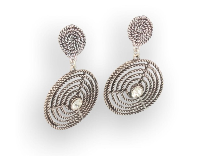 Klipsy do uszu wiszące z kryształkiem srebrne