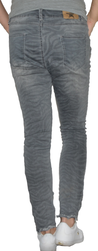 Spodnie damskie jeansy szare w zebrę rozmiar XXL