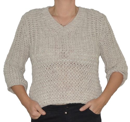 Sweter damski oversize grubo pleciony  beżowy
