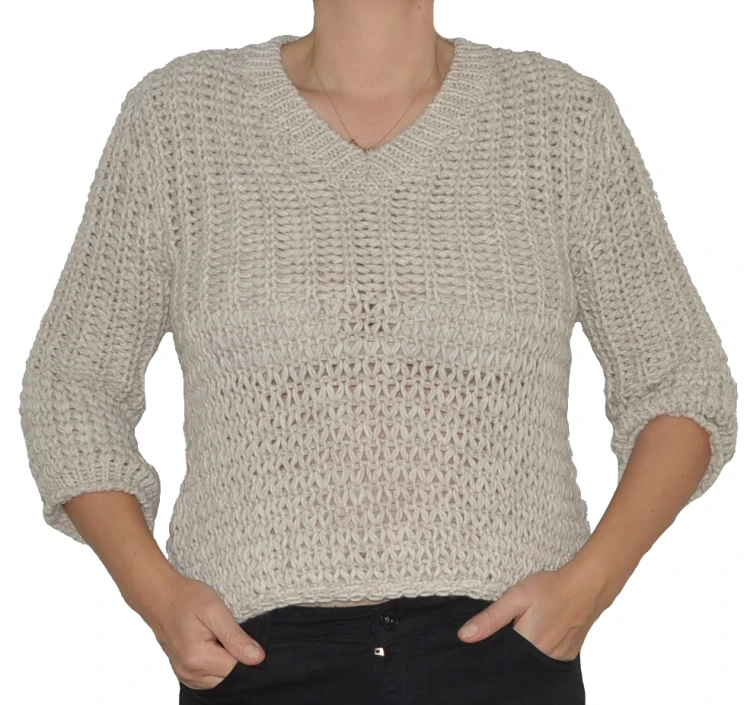 Sweter damski oversize grubo pleciony  beżowy