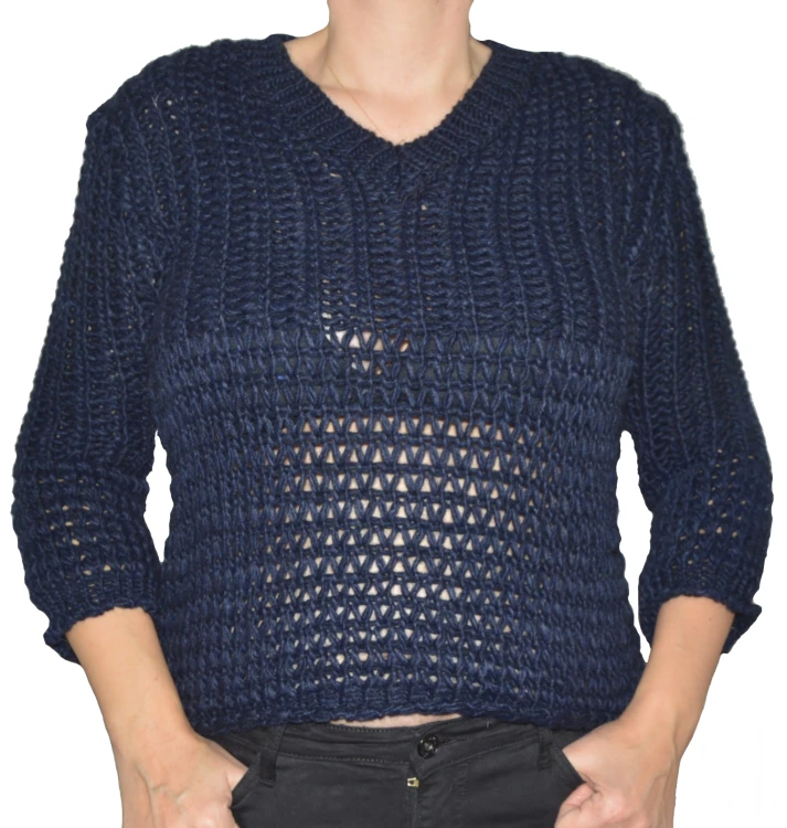 Sweter damski oversize grubo pleciony granatowy