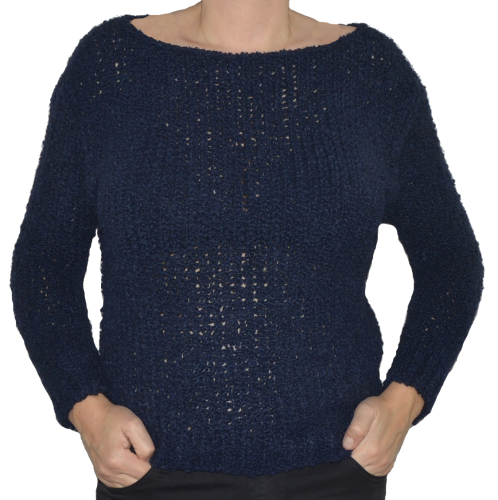 Sweter damski oversize wełna alpaka granatowy