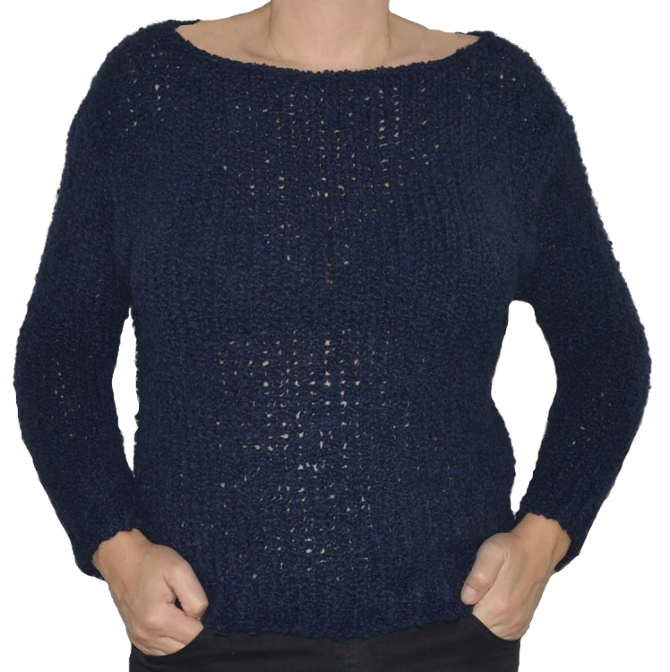 Sweter damski oversize wełna alpaka granatowy