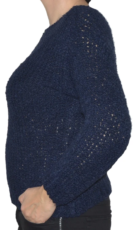 Sweter damski oversize wełna alpaka granatowy