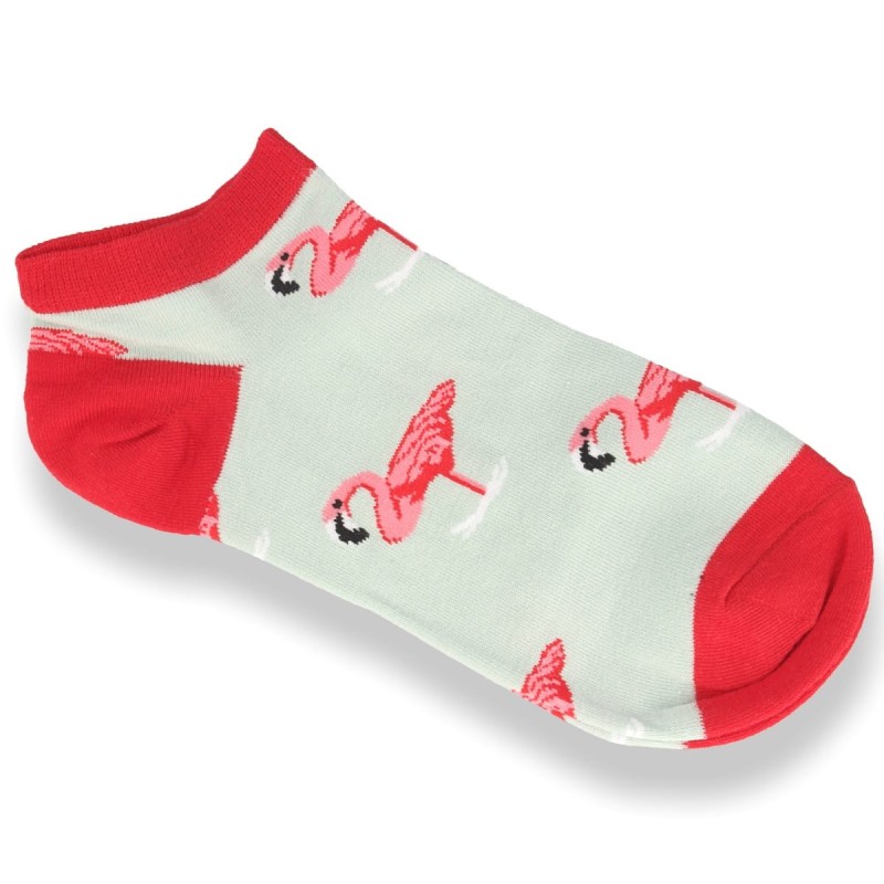 SKARPETKI damskie pistacjowe z flamingami roz. 39-41