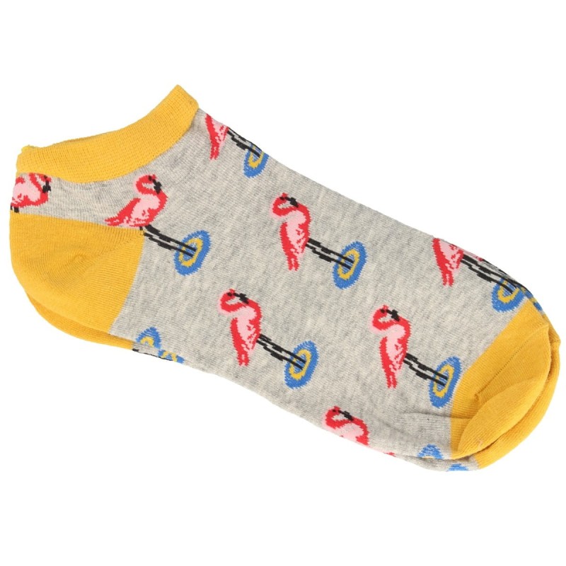 SKARPETKI damskie szare z flamingami roz. 35-38
