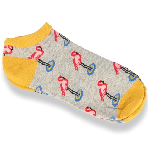 SKARPETKI damskie szare z flamingami roz. 39-41