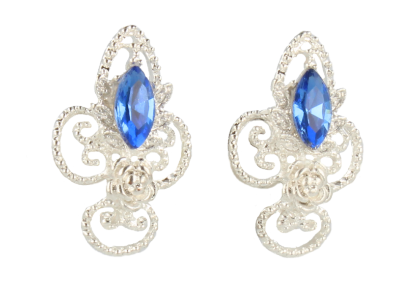 KLIPSY DO USZU SREBRNE Z NIEBIESKIM KRYSZTAŁEM