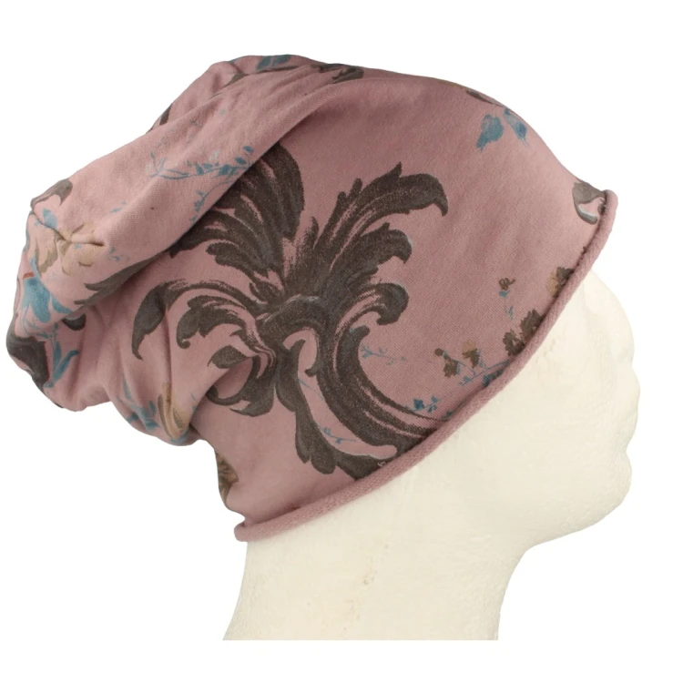 Czapka damska Beanie włoska cienka smerfetka bawełna fioletowa