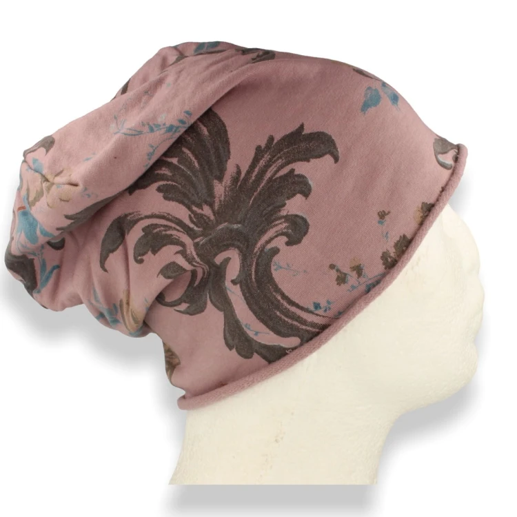 Czapka damska Beanie włoska cienka smerfetka bawełna fioletowa