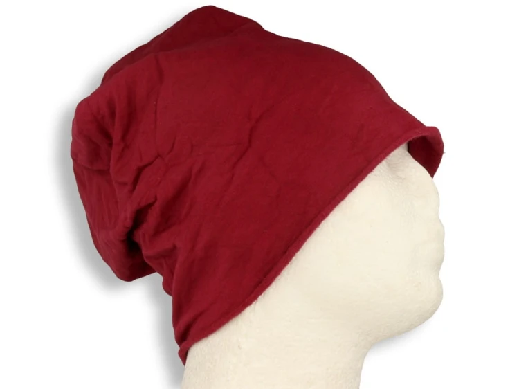 Czapka damska Beanie włoska cienka smerfetka bawełna bordowa