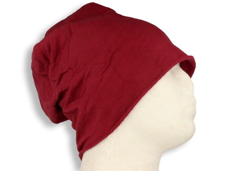 Czapka damska Beanie włoska cienka smerfetka bawełna bordowa