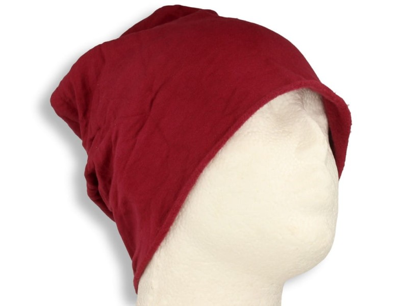 Czapka damska Beanie włoska cienka smerfetka bawełna bordowa