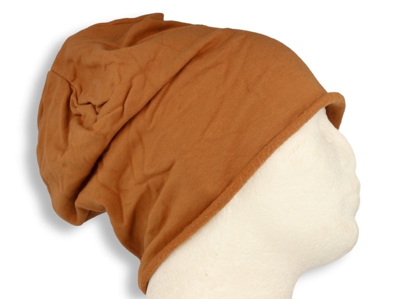 Czapka damska Beanie włoska cienka smerfetka bawełna camel