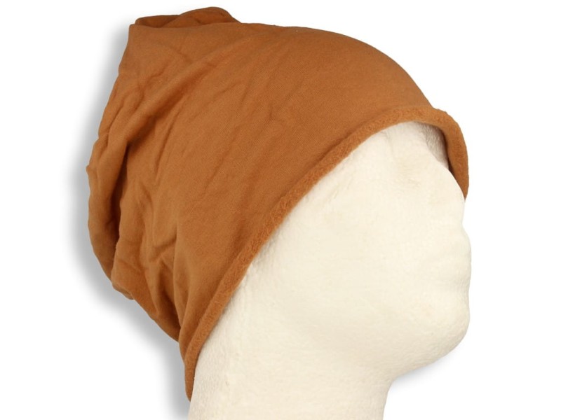 Czapka damska Beanie włoska cienka smerfetka bawełna camel