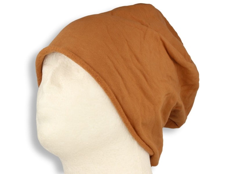 Czapka damska Beanie włoska cienka smerfetka bawełna camel