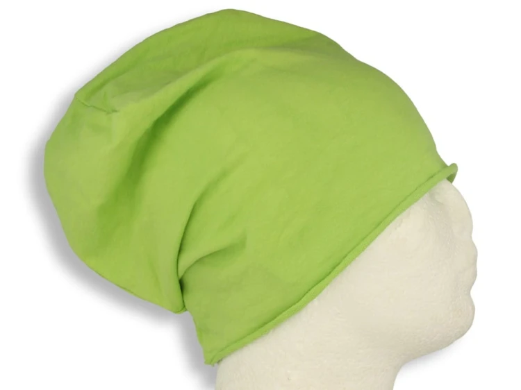 Czapka damska Beanie włoska cienka smerfetka bawełna zielona żarówiasty